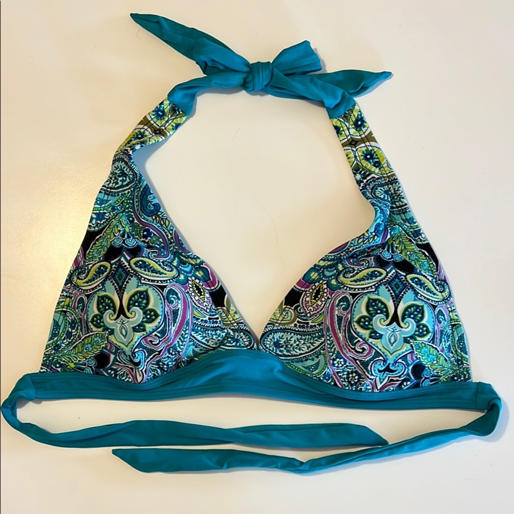 Athleta Samana Turquoise Paisley Halter Bikini Top